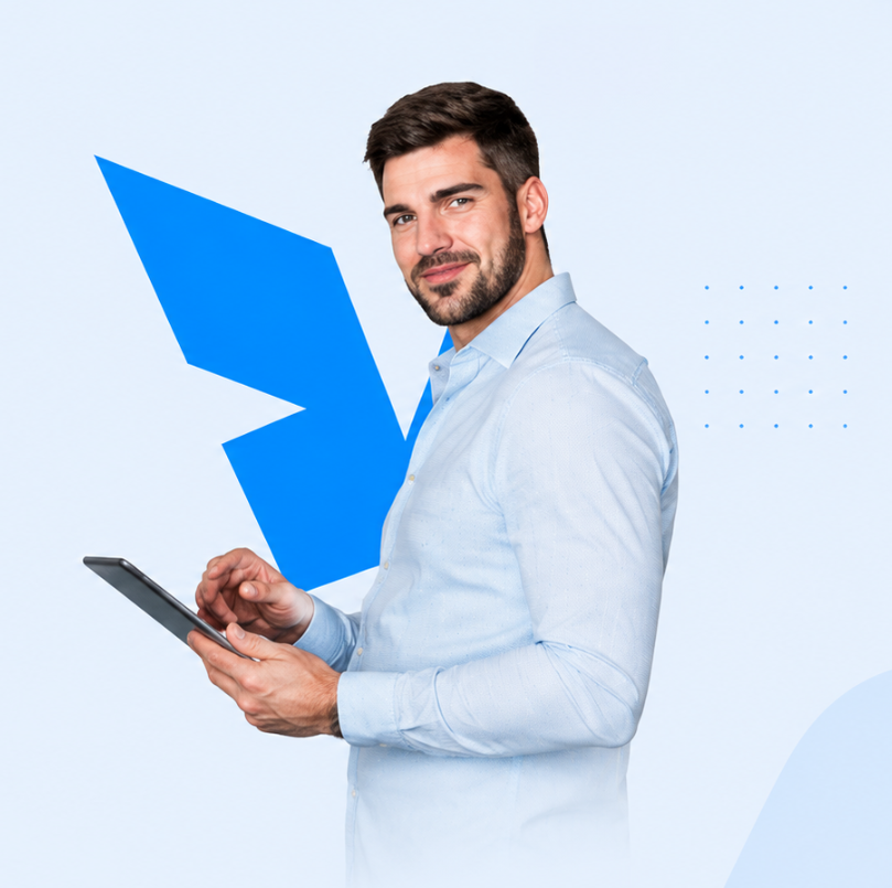 Empresário utilizando tablet